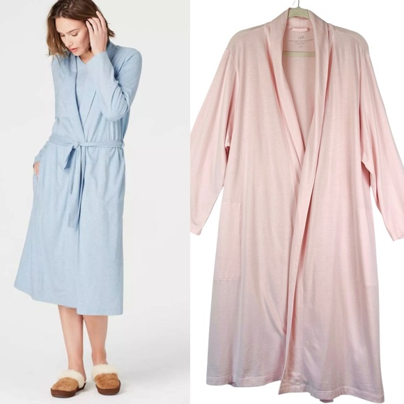 J Jill sleep sueded shawl collared robe Pink Sz XL Petite PXL modal Cotton Comfy - Picture 1 of 11